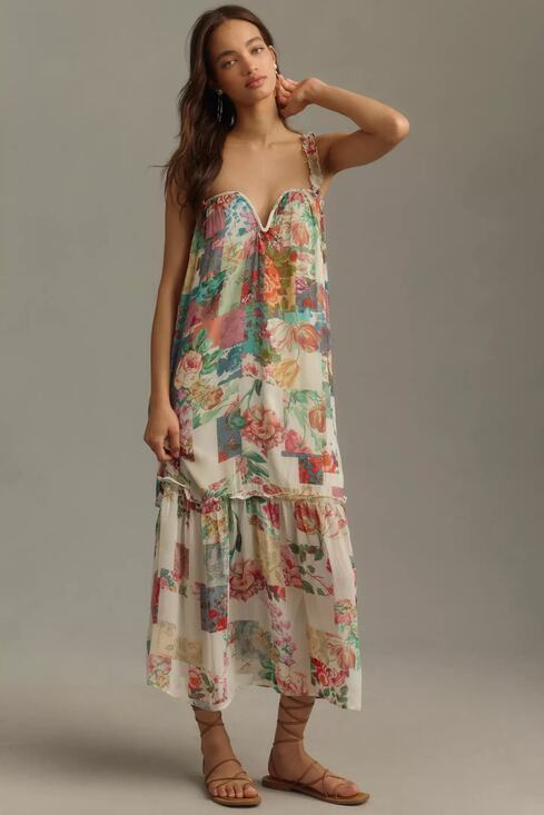 Anthropologie Dresses & Skirts - Anthropologie Chiffon Shift Midi Dress | Size Small | Flowy Boho Feminine